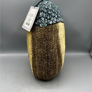 John Derian Acorn pillow Textured Brown and Green Home Accent Pillow